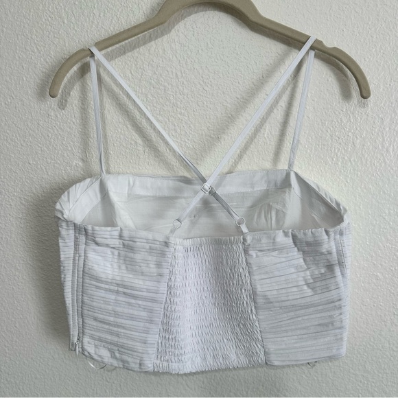 NWT Madewell Poplin Crop Tube Top Women's 4 White Pleated Smocked Strappy - Picture 5 of 12